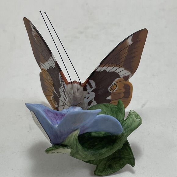 Franklin Mint Hargreaves Butterflies of the World Tufted Jungle King Blue Flower - Picture 10 of 11